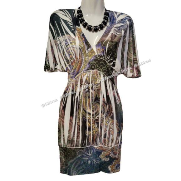 𝅺MI Manci Sexy Slinky Print Dress Size S- NWOT - Picture 1 of 11
